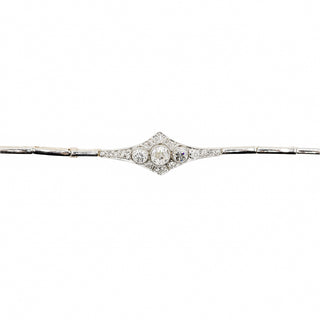 Edwardian Platinum-Topped 18K Gold Diamond Plaque Bracelet