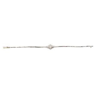 Edwardian Platinum-Topped 18K Gold Diamond Plaque Bracelet