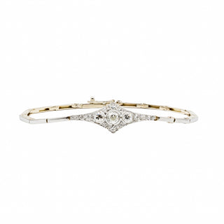 Edwardian Platinum-Topped 18K Gold Diamond Plaque Bracelet