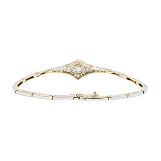 Edwardian Platinum-Topped 18K Gold Diamond Plaque Bracelet