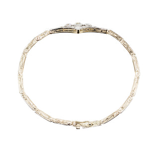 Edwardian Platinum-Topped 18K Gold Diamond Plaque Bracelet