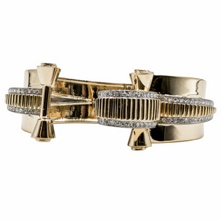 Retro 1940s 18K Gold Single-Cut Diamond Bangle