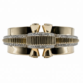 Retro 1940s 18K Gold Single-Cut Diamond Bangle