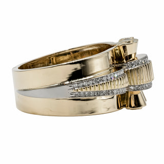 Retro 1940s 18K Gold Single-Cut Diamond Bangle