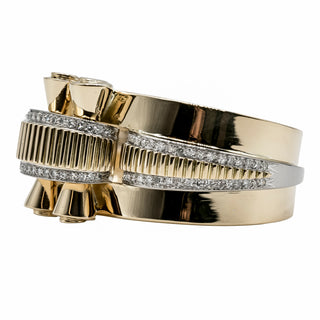 Retro 1940s 18K Gold Single-Cut Diamond Bangle
