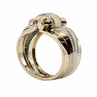 Retro 1940s 18K Gold Single-Cut Diamond Bangle