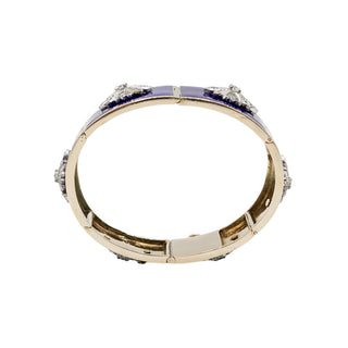 Mid-Century 14K Gold Enamelled Plaque Bracelet with Diamonds