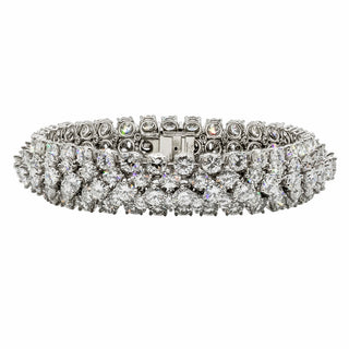Mid-Century Platinum Pyramid Diamond Line Bracelet