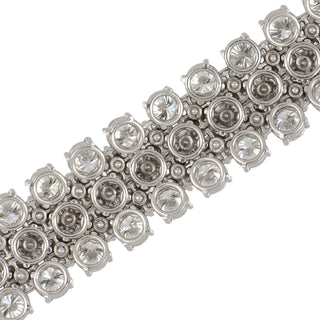 Mid-Century Platinum Pyramid Diamond Line Bracelet