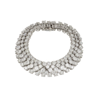 Mid-Century Platinum Pyramid Diamond Line Bracelet