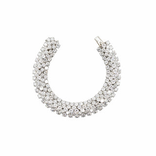 Mid-Century Platinum Pyramid Diamond Line Bracelet