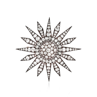 Victorian Silver Topped Gold Starburst Diamond Brooch