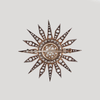 Victorian Silver Topped Gold Starburst Diamond Brooch