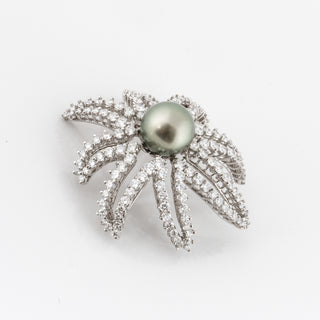 Vintage 1990s Tiffany & Co. Platinum Tahitian Pearl & Diamond Fireworks Brooch