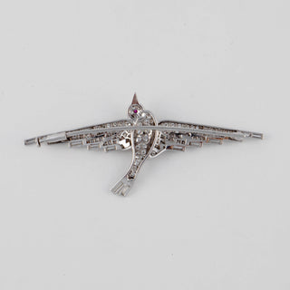 Art Deco Platinum Diamond Bird Pin