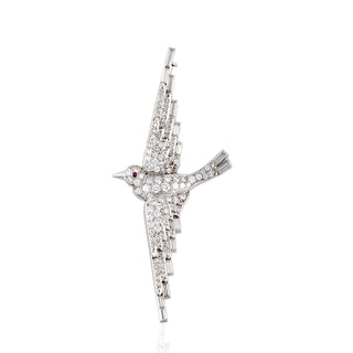 Art Deco Platinum Diamond Bird Pin