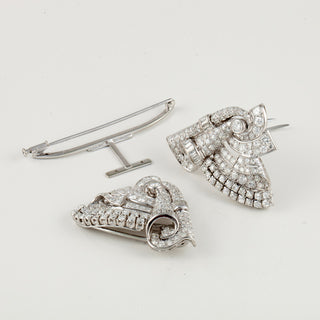 Art Deco Platinum French Diamond Brooch/Dress Clip