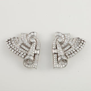 Art Deco Platinum French Diamond Brooch/Dress Clip