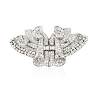 Art Deco Platinum French Diamond Brooch/Dress Clip