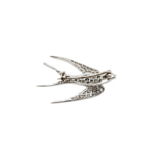 Mid-Century Platinum Diamond Swallow Bird Pin