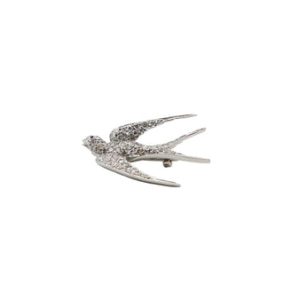 Mid-Century Platinum Diamond Swallow Bird Pin