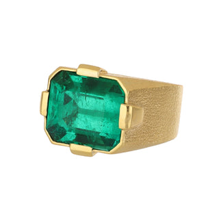 Estate David Webb 18K Gold Colombian Emerald Solitaire Ring