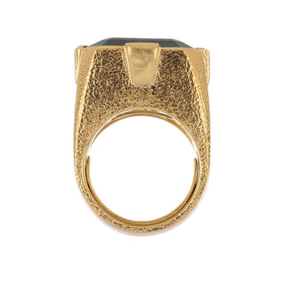 Estate David Webb 18K Gold Colombian Emerald Solitaire Ring