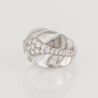 Estate David Webb Platinum Rock Crystal & Diamond Ring
