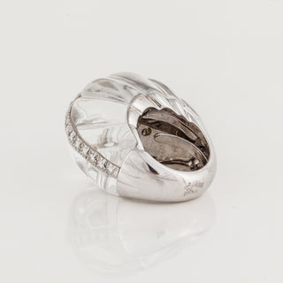 Estate David Webb Platinum Rock Crystal & Diamond Ring