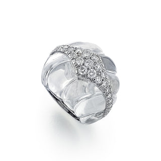 Estate David Webb Platinum Rock Crystal & Diamond Ring