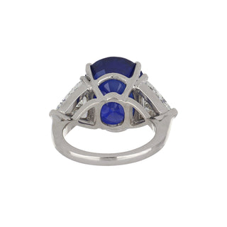 Vintage 1990s Platinum Ceylon Sapphire & Diamond Three-Stone Ring