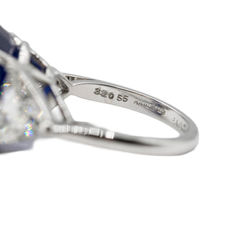 Vintage 1990s Platinum Ceylon Sapphire & Diamond Three-Stone Ring