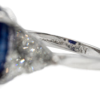 Vintage 1990s Platinum Ceylon Sapphire & Diamond Three-Stone Ring