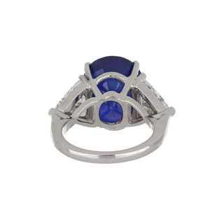 Vintage 1990s Platinum Ceylon Sapphire & Diamond Three-Stone Ring