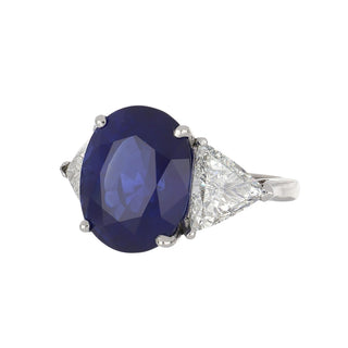 Vintage 1990s Platinum Ceylon Sapphire & Diamond Three-Stone Ring