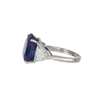 Vintage 1990s Platinum Ceylon Sapphire & Diamond Three-Stone Ring