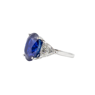 Vintage 1990s Platinum Ceylon Sapphire & Diamond Three-Stone Ring