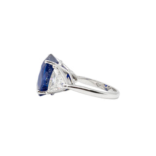 Vintage 1990s Platinum Ceylon Sapphire & Diamond Three-Stone Ring