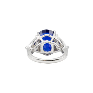 Vintage 1990s Platinum Ceylon Sapphire & Diamond Three-Stone Ring