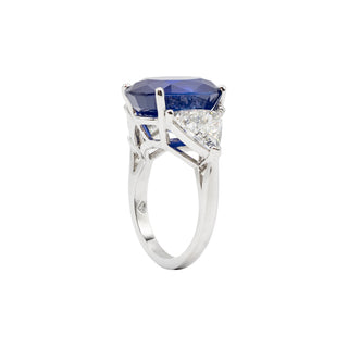 Vintage 1990s Platinum Ceylon Sapphire & Diamond Three-Stone Ring
