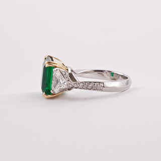 Estate Two-Tone Emerald & Diamond Three Stone Ring