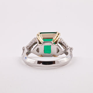 Estate Two-Tone Emerald & Diamond Three Stone Ring