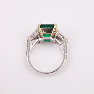 Estate Two-Tone Emerald & Diamond Three Stone Ring