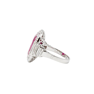 Estate Platinum No Heat Burmese Ruby Ring with Diamonds
