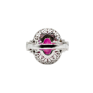 Estate Platinum No Heat Burmese Ruby Ring with Diamonds