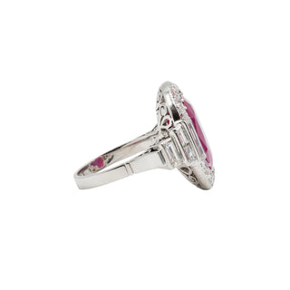 Estate Platinum No Heat Burmese Ruby Ring with Diamonds