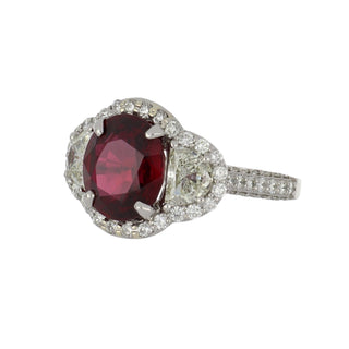 Estate Platinum Ruby & Diamond Three-Stone Ring