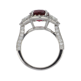 Estate Platinum Ruby & Diamond Three-Stone Ring