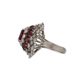 Mid-Century Platinum Ruby & Diamond Ballerina Ring