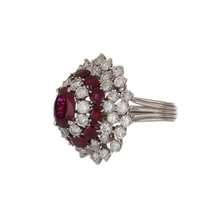 Mid-Century Platinum Ruby & Diamond Ballerina Ring